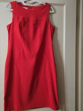 10 ALYX Sleeveless Sheath Stretch Career Formal Dress in Orange red Unlined